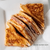 Golden toasted sandwich from Beach Haven Cafe